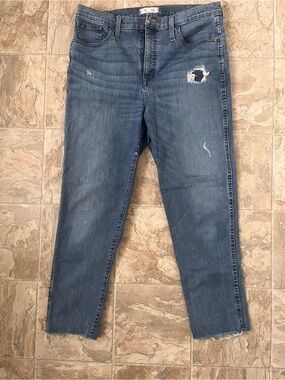 Madewell Mid-Blue Distressed Skinny Jeans
